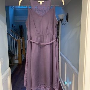 Purple Midi Sun Dress w/ Lace Neckline